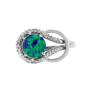 Sterling Silver Diamond Australian Opal Gemstone Love Knot Ring