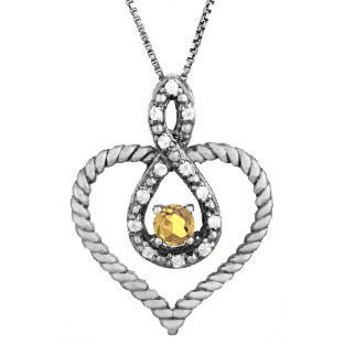 Diamond Yellow Sapphire Birthstone Heart Infinity Pendant Black Rhodium White Go