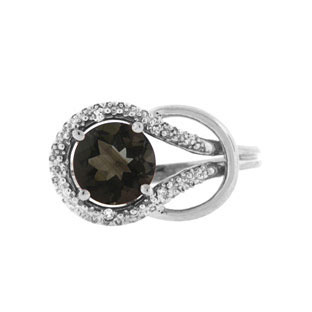 Smoky Quartz Birthstone Diamond Sterling Silver Love Knot Ring