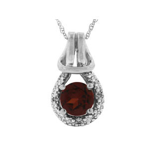 Garnet Birthstone Diamond Sterling Silver Love Knot Pendant