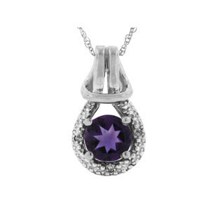 Amethyst Birthstone Diamond Sterling Silver Love Knot Pendant