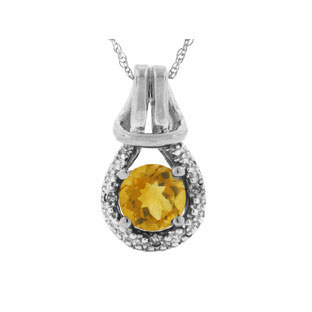 Citrine Birthstone Diamond Sterling Silver Love Knot Pendant