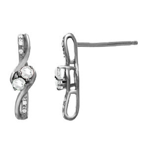 Diamond 2-Stone White Sapphire April Birthstone Earrings Black Rhodium White Gol