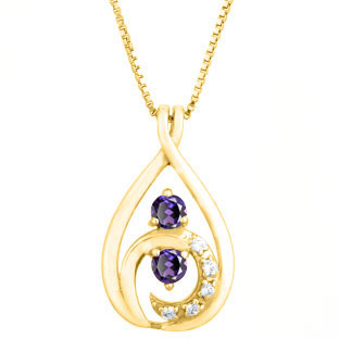 Diamond Alexandrite 2-Stone Birthstone Infinity Pendant In Yellow Gold