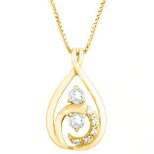 Diamond White Sapphire 2-Stone Birthstone Infinity Pendant In Yellow Gold