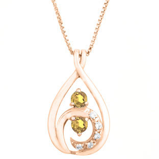 Diamond Citrine 2-Stone Birthstone Infinity Pendant In Rose Gold