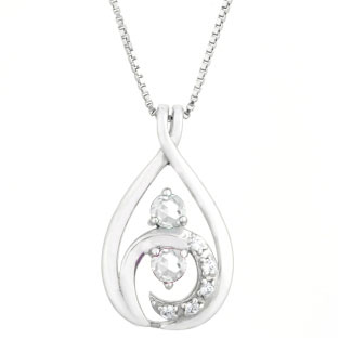 Diamond CZ 2-Stone Birthstone Infinity Pendant In Sterling Silver
