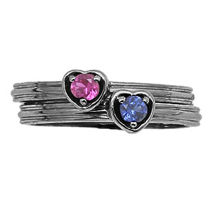 Custom Birthstone Stackable Ring In Black Rhodium White Gold