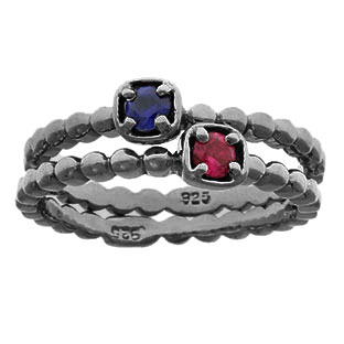 Black Rhodium White Gold Custom Gemstone Stackable Ring