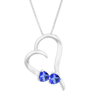 Two Stone Tanzanite December Birthstone Heart Gemstone Pendant Sterling Silver