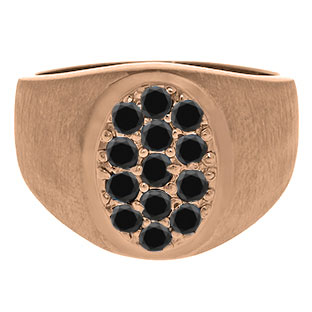 Men's Black Diamond Rings - 7/8 CT TW Black Diamond Mens Ring In Rose Gold