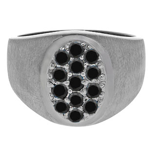 Men's Black Diamond Rings - 7/8 CT TW Black Diamond Mens Ring In Sterling Silver