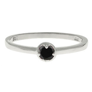 Sterling Silver Personalized 3MM Black Diamond Stackable Ring