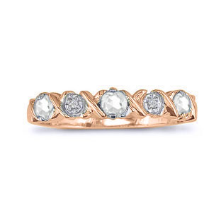 3 Stone Diamond Rose Gold Band Ring