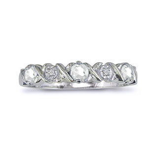 3 Stone Diamond Sterling Silver Band Ring