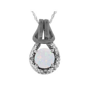 Black Gold Opal Gemstone Diamond Love Knot Pendant Necklace