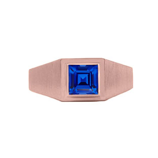 Rose Gold Mens Invisible Set Square Cut Sapphire Ring By Gemologica