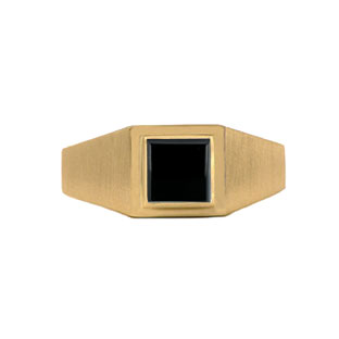 Yellow Gold Mens Invisible Set Square Cut Black Onyx Ring By Gemologica
