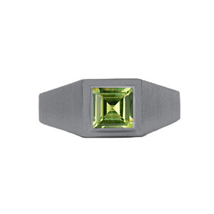 Black Gold Mens Invisible Set Square Cut Peridot Ring By Gemologica