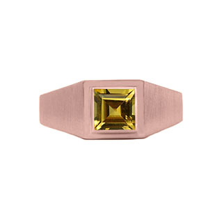 Rose Gold Mens Invisible Set Square Cut Citrine Ring By Gemologica