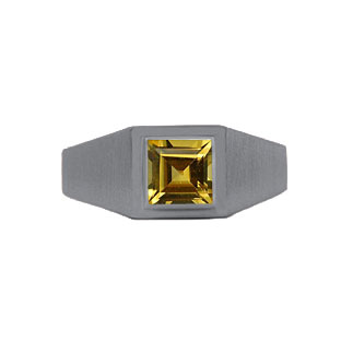 Black Gold Mens Invisible Set Square Cut Citrine Ring By Gemologica