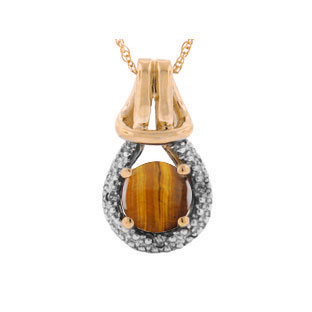 Rose Gold Diamond Tiger Eye Gemstone Love Knot Pendant by Gemologica