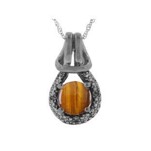 Black Gold Diamond Tiger Eye Gemstone Love Knot Pendant by Gemologica