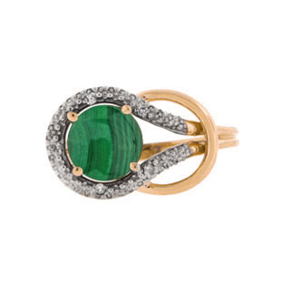 Diamond Rose Gold Malachite Stone Love Knot Ring by Gemologica Jewelry