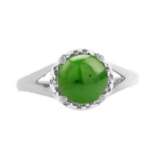 Diamond Round Cut Jade White Gold Ring by Gemologica Jewelry