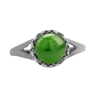 Diamond Round Cut Jade Black Gold Ring by Gemologica Jewelry