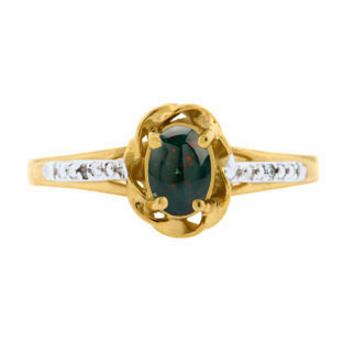 Yellow Gold Diamond Oval Bloodstone Stone Ring by Gemologica Jewelry