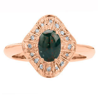 Diamond Bloodstone Birthstone Ballerina Ring In Rose Gold by Gemologica Jewelry