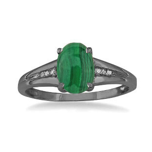 Black Gold Oval Cut Malachite Diamond Womens Ring By Gemologica