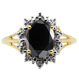 Diamond Black Onyx Gemstone Yellow Gold Starburst Ring By Gemologica