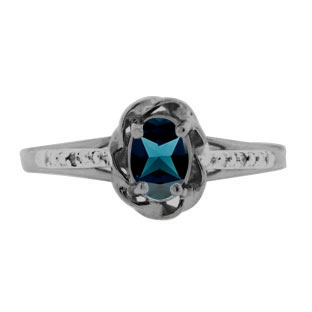 Black Gold Diamond Oval London Blue Topaz Stone Ring by Gemologica