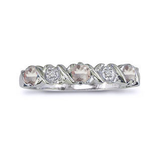 Morganite and Diamond White Gold Band Ring By Gemologica