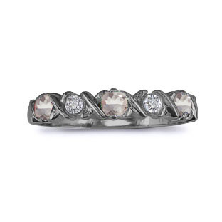 Morganite and Diamond Black Gold Band Ring By Gemologica