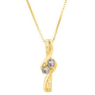 Diamond 2-Stone Morganite October Stone Pendant In Yellow Gold by Gemologica
