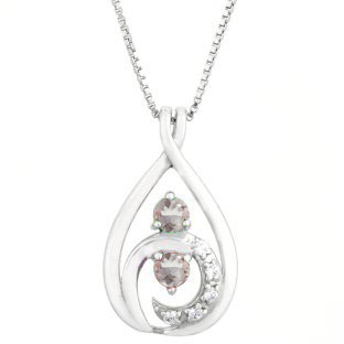Diamond Morganite 2-Stone Birthstone Infinity Pendant In White Gold