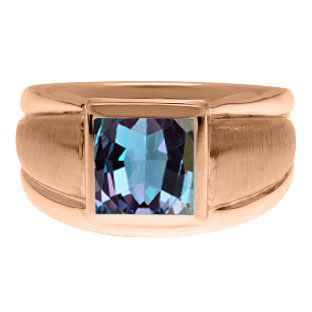 Rose Gold Men's Square Alexandrite Ring By Gemologica