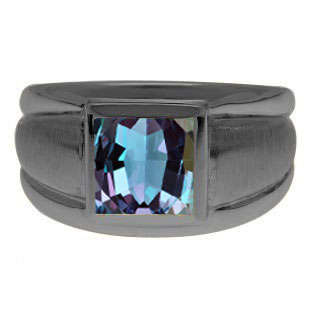 Black Gold Men's Square Alexandrite Ring By Gemologica