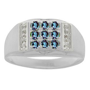 Diamond & White Gold Men's Alexandrite Ring By Gemologica