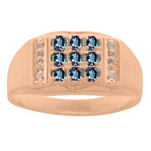 Diamond & Rose Gold Men's Alexandrite Ring By Gemologica