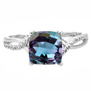 White Gold Cushion-Cut Alexandrite Diamond Ring By Gemologica Jewelry