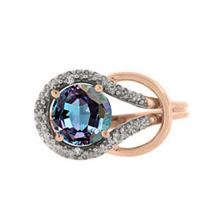Diamond Rose Gold Alexandrite Love Knot Ring by Gemologica Jewelry