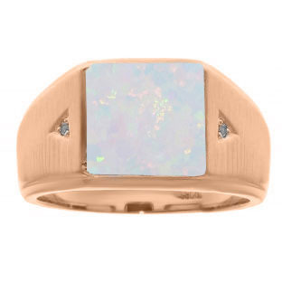 Square Opal Diamond Ring In Rose Gold For Men By Gemologica Jewelry