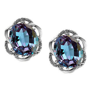 Bold Oval Cut Alexandrite Gemstone Diamond Black Gold Earrings By Gemologica