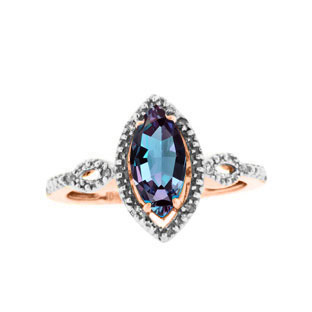 Diamond Marquise Cut Alexandrite June Birthstone Rose Gold Ring By Gemologica