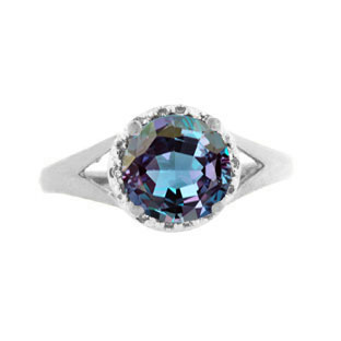 Diamond Round Cut Alexandrite White Gold Ring by Gemologica Jewelry