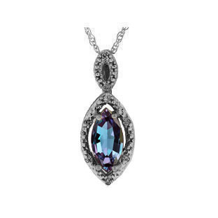 Diamond Marquise Alexandrite March Birthstone Black Gold Pendant By Gemologica